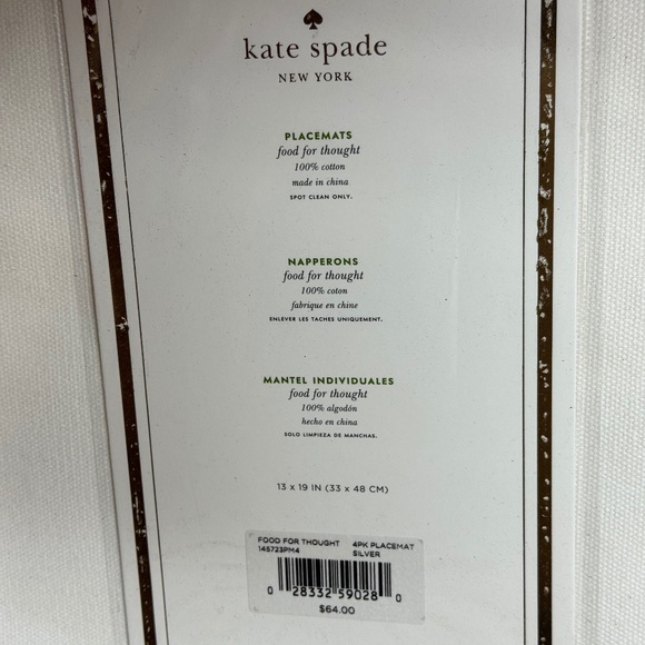 Kate Spade Spike the Punch Placemats-Set of 4- -NWT - Picture 3 of 7